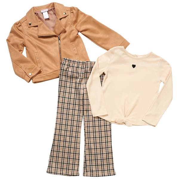 Girls &#40;4-6x&#41; Little Lass&#174; 3pc. Soft Jacket Tee & Plaid Pants Set