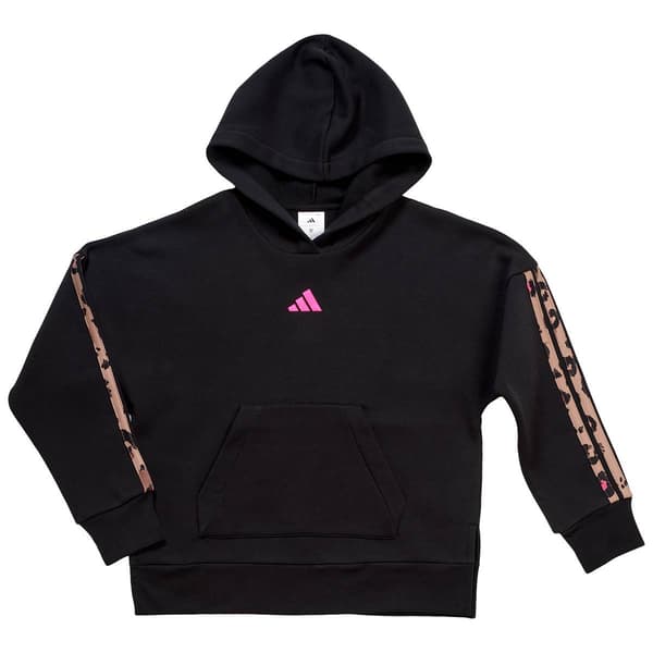Girls (7-16) adidas(R) Oversized Leopard Stripe Hem Slit Hoodie - image 