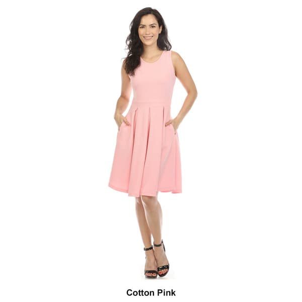 Womens White Mark Solid Fit and Flare Dress