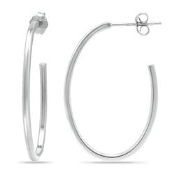 Sterling Silver 30mm Oval Hoop Post Earrings