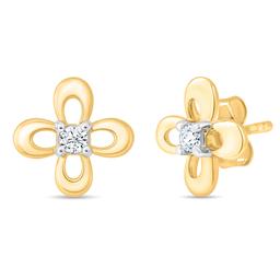 Gold over Sterling Silver Lab Grown Diamond Clover Earrings