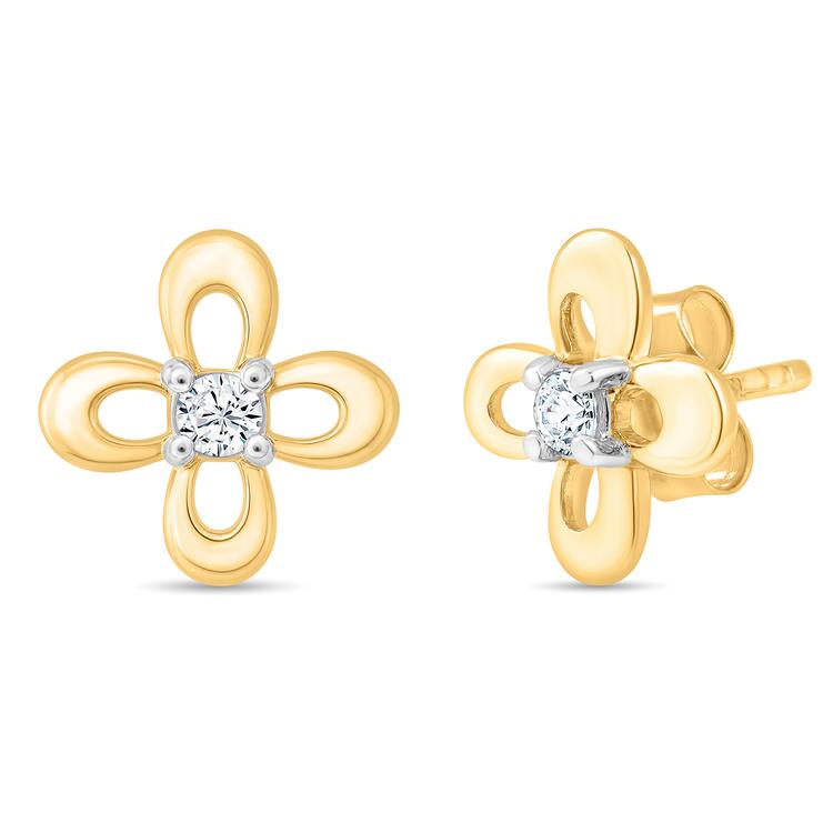 Gold over Sterling Silver Lab Grown Diamond Clover Earrings