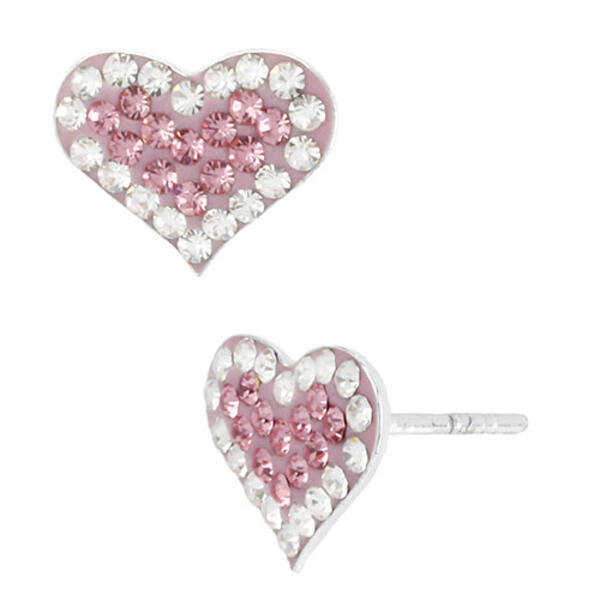 Betsey Johnson Pink Pave Heart Stud Earrings - image 