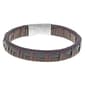 Mens Lynx Stainless Steel Brown & Black Leather Bracelet - image 1