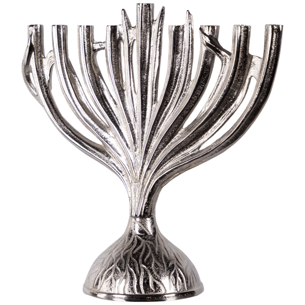 Northlight Textured Tree Branch Textured Metal Hanukkah Menorah