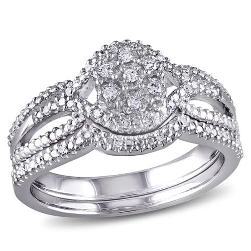 Loveblooms(tm) Round 1/7ctw. Diamonds Bridal Ring Set - image 