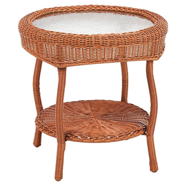 Veranda Wicker End Table w/ Glass Top & Shelf Boscov's