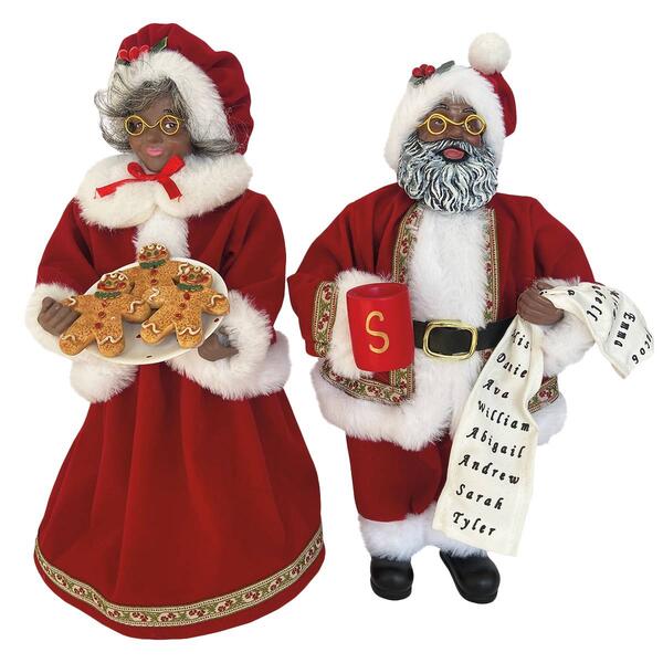 Santa''s Workshop 12in. Black Mr. & Mrs. Claus - image 