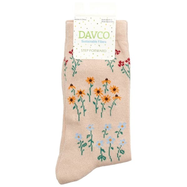 Womens Davco(R) Fall Flower Crew Socks - image 