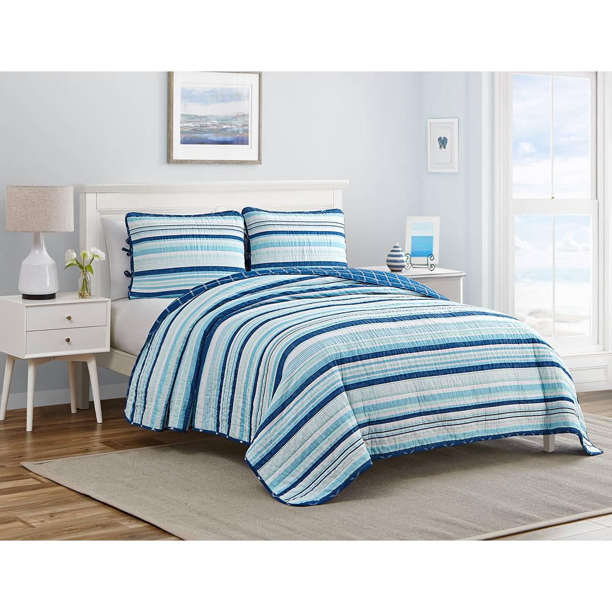 Home Retreat Newport Stripe Reversible Quilt Set