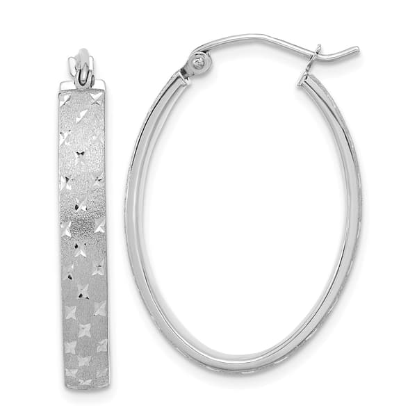 Gold Classics&#40;tm&#41; 14kt. Satin Diamond Cut Hoop Earrings - image 