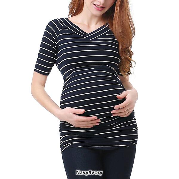 Womens Glow & Grow&#174; Stripe Ruched Maternity Top