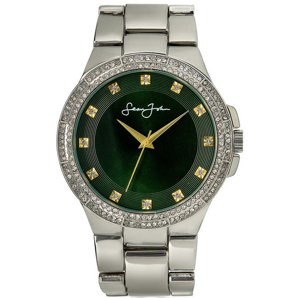 Mens Sean John Crystal Bezel Green Dial Bracelet Watch - SJ0004SL - image 