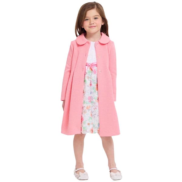 Girls &#40;4-6x&#41; Bonnie Jean Lace Dress with Textured Knit Coat Set