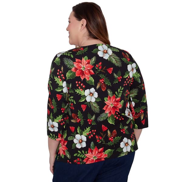 Plus Size Alfred Dunner Classics Poinsettias Holiday Tee