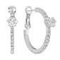 Athra Fine Silver Plated 25mm Crystal Heart Hoop Earrings - image 1