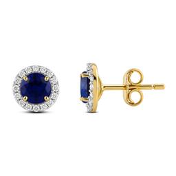 Gemstone Classics(tm) Lab Grown Sapphire Crown Halo Stud Earrings