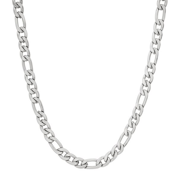 Mens Iron Saints 6mm Figaro Link Silver-Tone Necklace