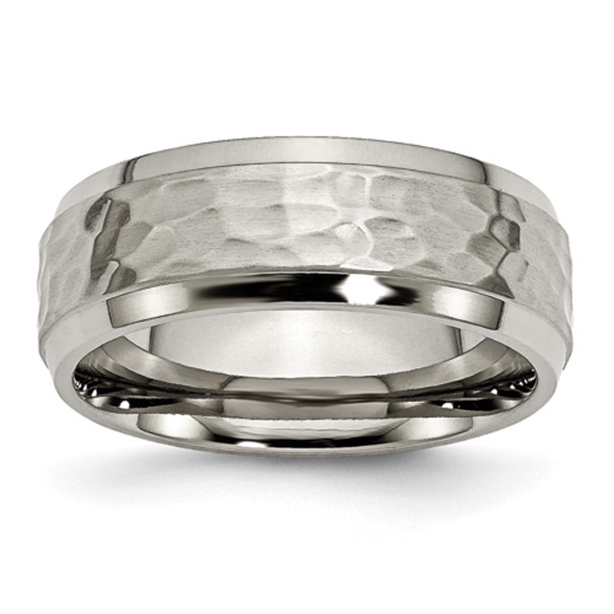 Mens Endless Affection™ 8mm Beveled Edge Titanium Wedding...