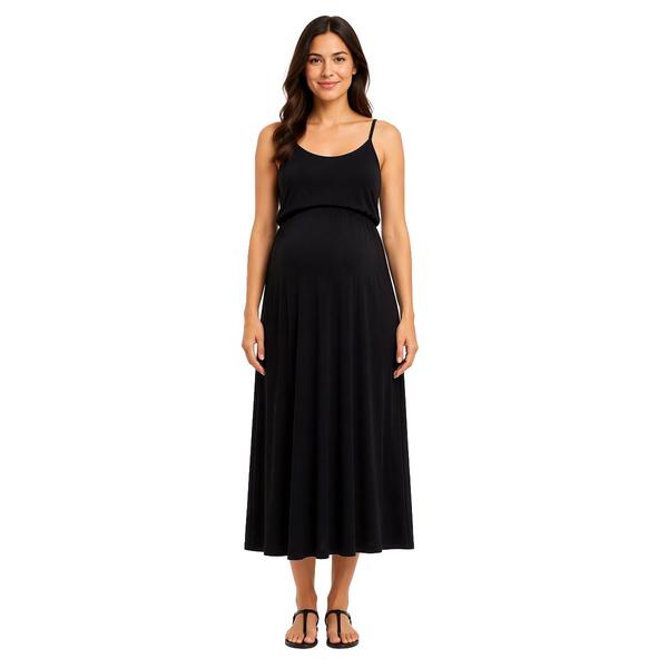 Womens Maternity Due Time Solid Scoop Neck Maxi Dress