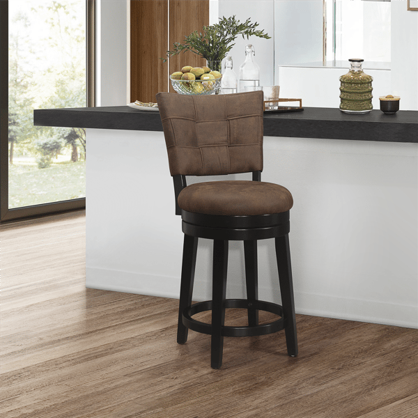 HH2 Home Kaede Wood Counter Height Brown Swivel Stool
