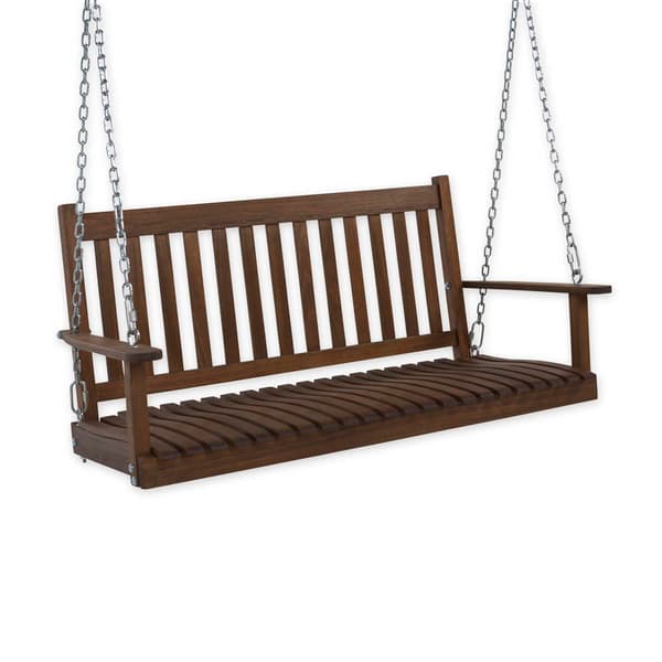 Evergreen Slatted Wood Porch Swing - image 