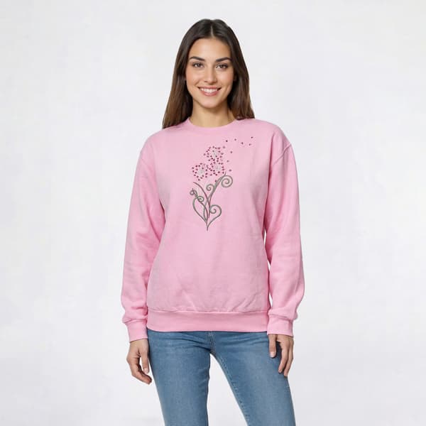 Womens Top Stitch by Morning Sun Blowing Hearts Fleece Sweatshirt - image 