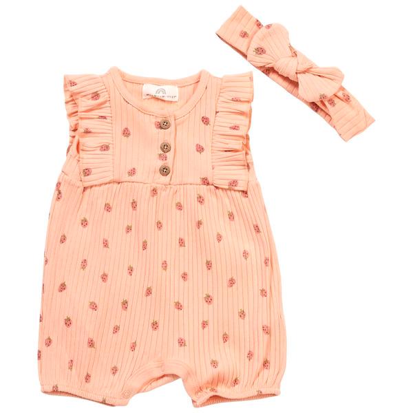 Baby Girl (NB-9M) Willow & Whimsy® Strawberry Romper & Headband - Boscov's