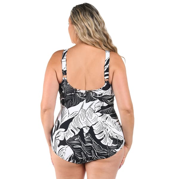 Plus Size Maxine Night Tropics Side Shirred One Piece Swimsuit