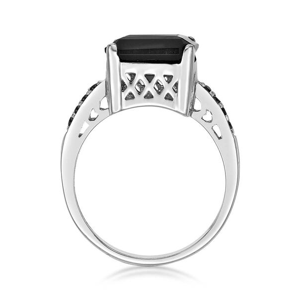 Gemminded Sterling Silver Spinel Accent Onyx Ring