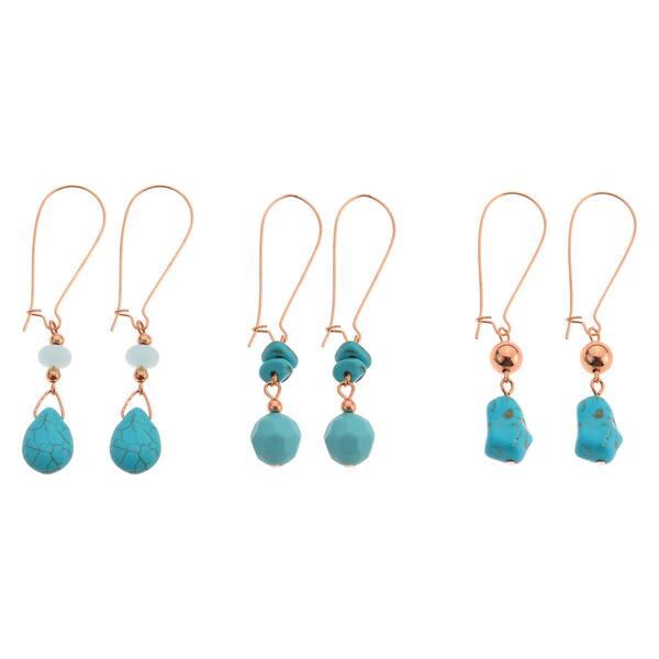 Ashley Cooper&#40;tm&#41; Gold-Tone & Turquoise Beaded Ear Wire Earrings - image 