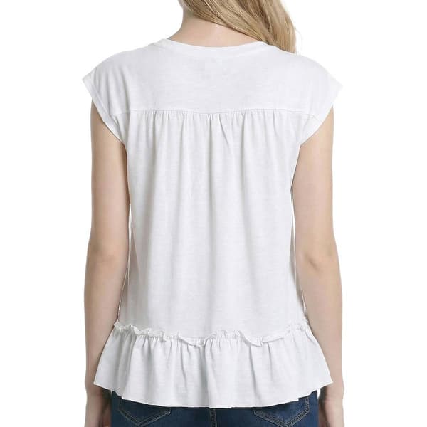 Womens NY Collection Cap Sleeve V Neck Smock Blouse