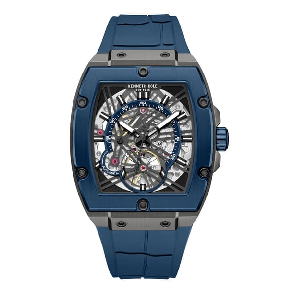 Mens Kenneth Cole(R) New York Automatic Blue Silicone Strap Watch - image 