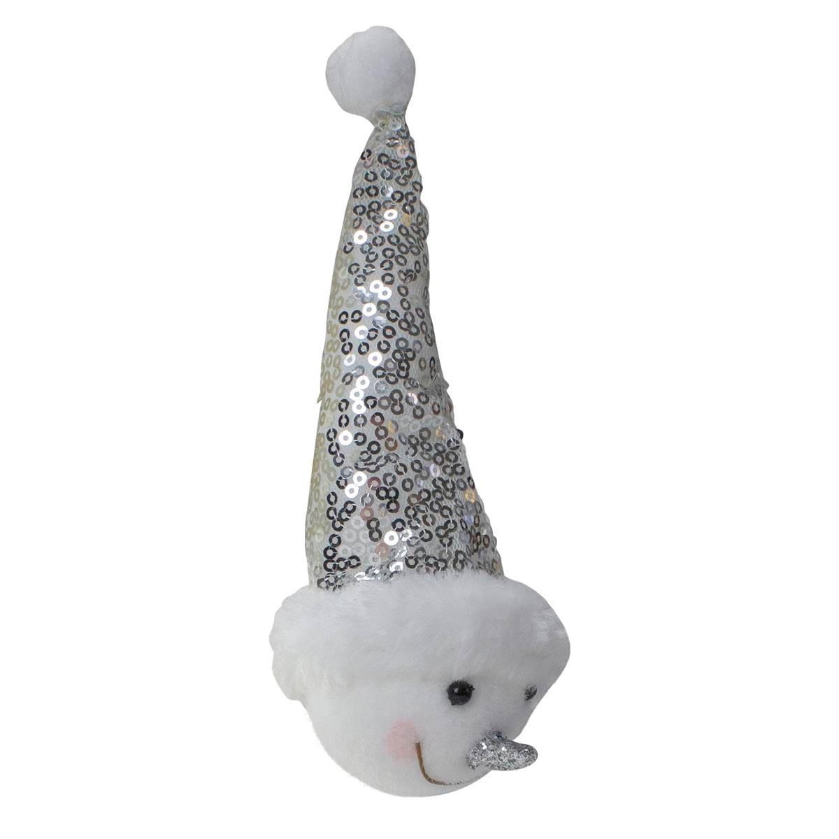 Northlight Snowman Head with Sequin Santa Hat Christmas Ornament