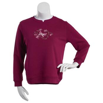 Womens Hasting & Smith Bejeweled Embroidered Butterfly Sweatshirt ...