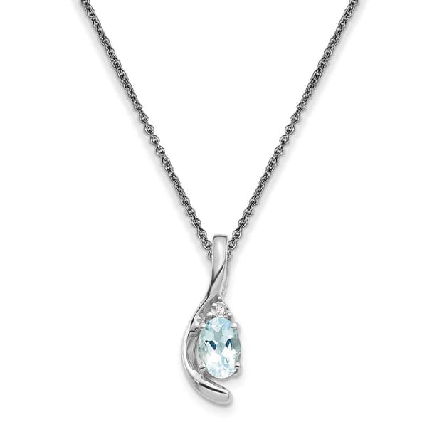 14kt. White Gold Blue Aquamarine Pendant Necklace - image 