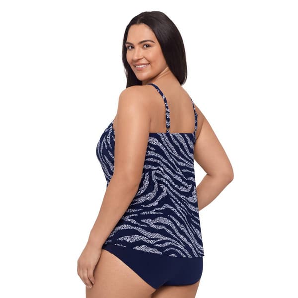 Plus Size TrimShaper Savanna Skin Hanky Hem Tankini Swim Top
