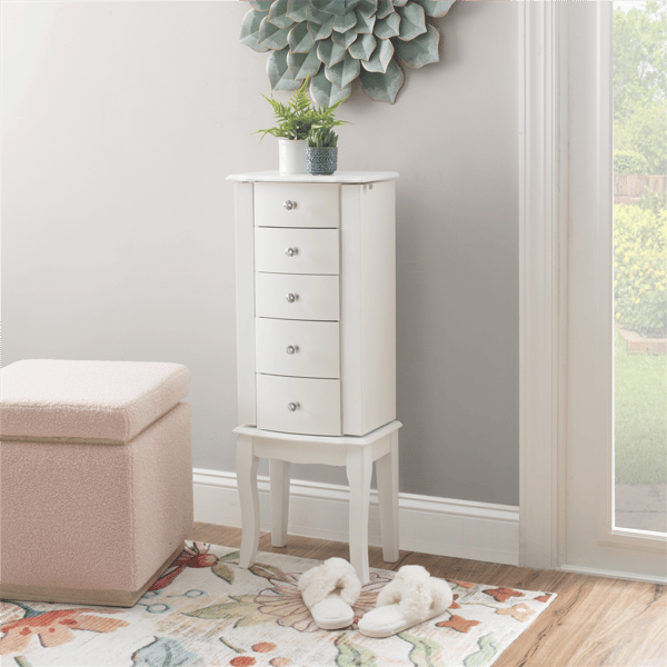 Linon Home Decor Jasmine White Jewelry Armoire