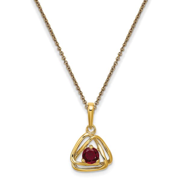 14k Yellow Gold Ruby Pendant Necklace - image 
