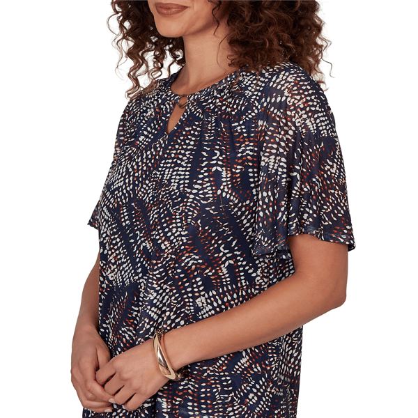 Womens Emaline Summer In The City Short Sleeve Tier Blouse