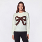 Womens By Design Long Sleeve Plaid Bow Pullover Sweater - image 1