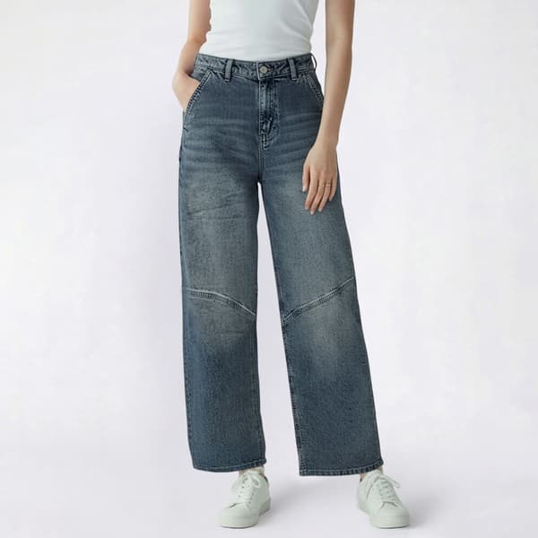 Juniors Celebrity Pink Wide Leg Baggy Jeans with Knee Seam