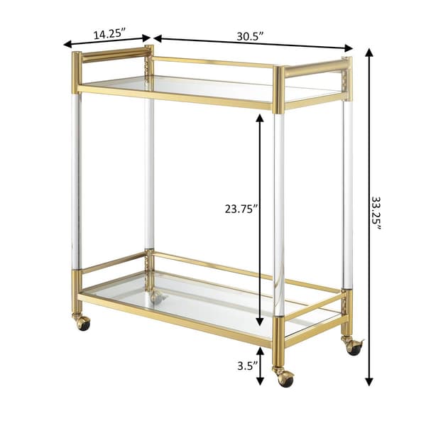 Convenience Concepts Royal Crest 2-Tier Glass Bar Cart