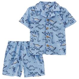 Toddler Boy Carters&#40;R&#41; Dino Notch Collar Top & Shorts Pajama Set