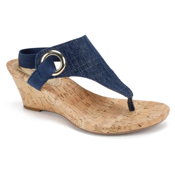 Womens White Mountain Aida Denim Wedge Sandals - image 