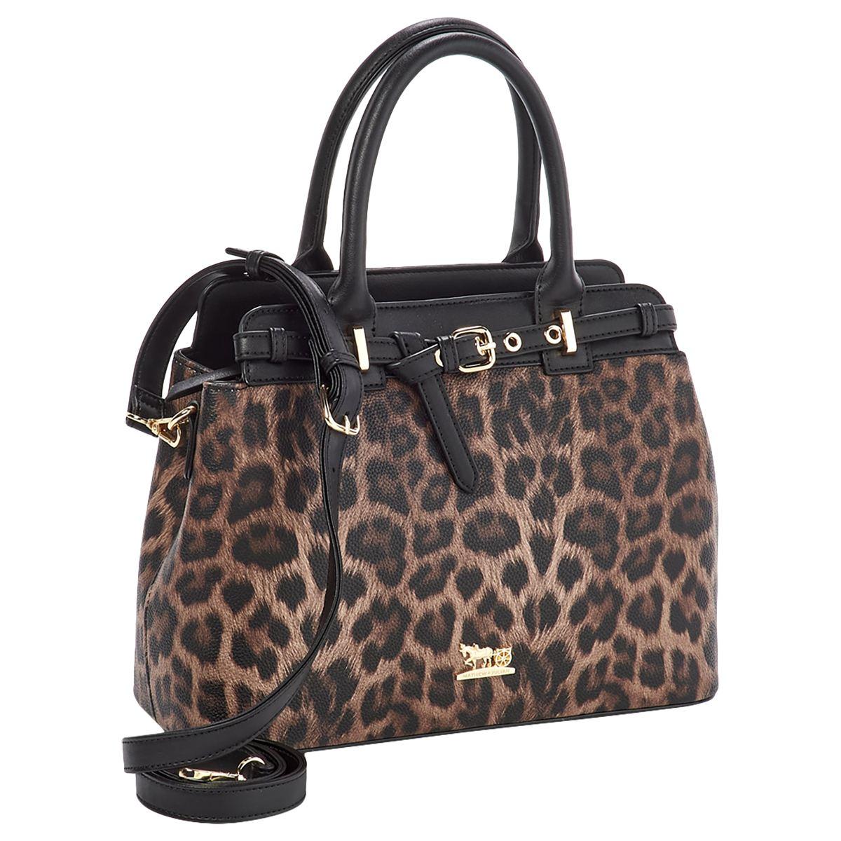 Matthew & Julian Leopard Belted Suede Satchel