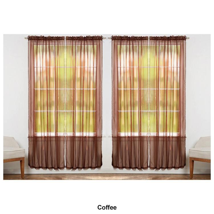 J&V Textiles Sheer Rod Pocket Curtain Panels