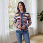 Womens Nanette Lepore Long Sleeve Stripe Denim Trim Cardigan - image 2