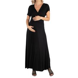Plus Size 24/7 Comfort Apparel Maxi Maternity Empire Waist Dress