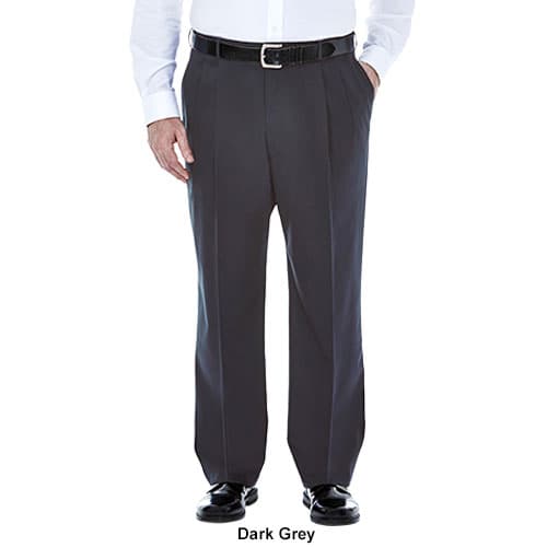Haggar Men's Big & Tall No Iron Khaki Classic Fit Pleat Pant